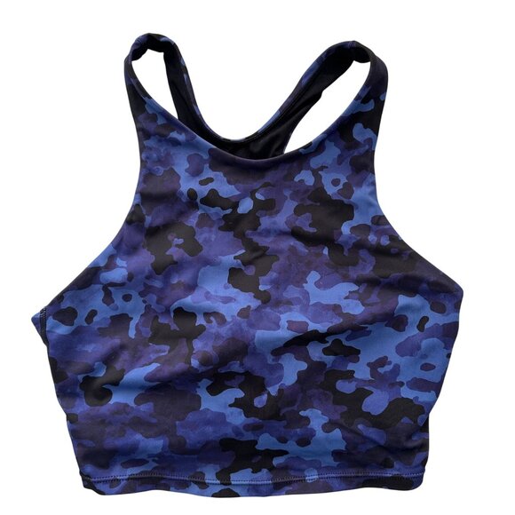 Athleta Blue Camo Conscious Crop Bikini Top Small Cups A-C - Picture 2 of 12